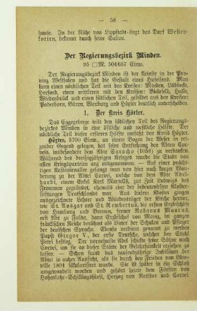 Der Regierungsbezirk Minden