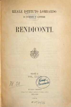 Rendiconti. 27, 27. 1894