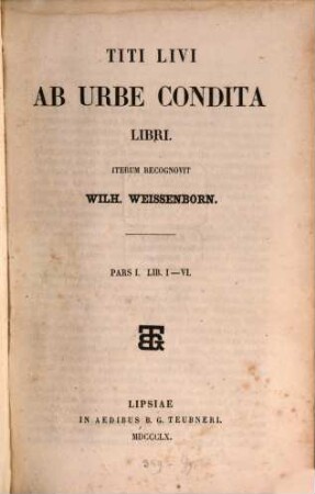 Titi Livi Ab urbe condita libri, I