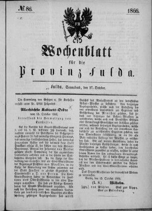 Nr. 86, Ausgabe vom 27. Oktober 1866