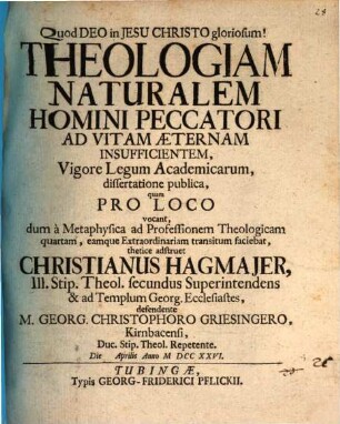 Theologiam naturalem homini peccatori ad vitam aeternam insufficientem