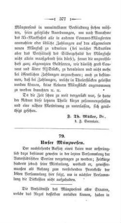 79. Unser Münzwesen.