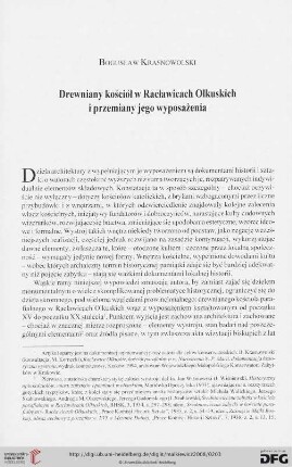 Drewniany kościól w Racławicach Olkuskich i przemiany jego wyposażenia