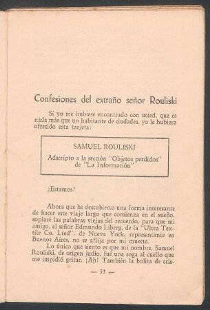 Confesiones del extraño señor Rouliski