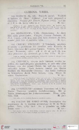 Curiosa. Varia (Nr. 200 - 221)