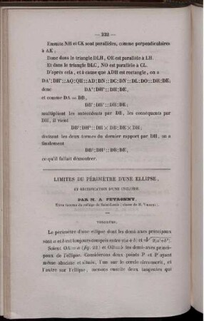 Limites du périmètre d´une ellipse.