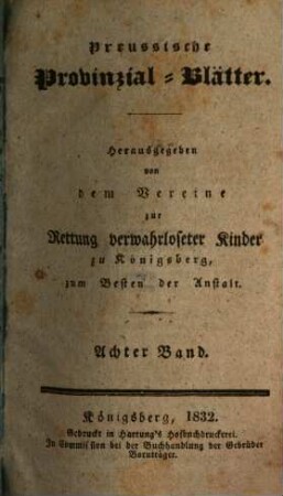 Preußische Provinzial-Blätter. 8. 1832