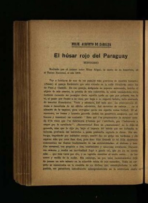 El húsar rojo del Paraguay : monólogo