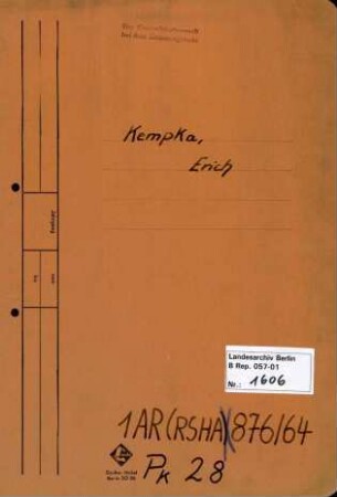 Personenheft Erich Kempka (*16.09.1910), SS-Sturmbannführer