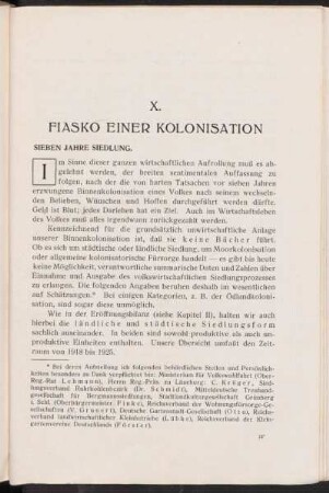 X. Fiasko einer Kolonisation