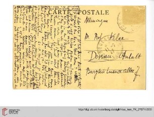 Familienkorrespondenz Klee: Ansichtskarte von Felix Klee an Paul Klee