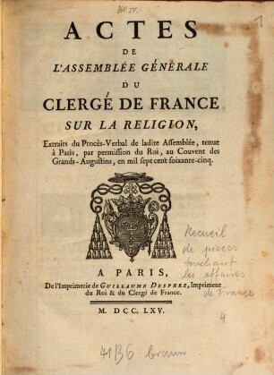 Extrait Des Registres Du Parlement, Du cinq Septembre 1765.