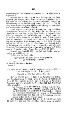 Bauverpflichtung bei Erweiterung eines Küster- und Schulhauses für Schulzwecke : [IV. Elementarschulwesen]