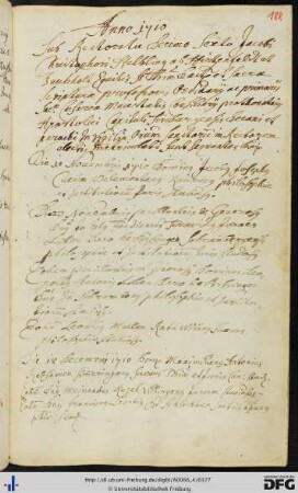 [fol. 188] Rektorat Jakob Christoph Helbling 1710/11