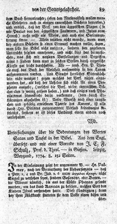 Untersuchungen über die Bedeutungen des Wortes Satan und Teufel in der Bibel.
