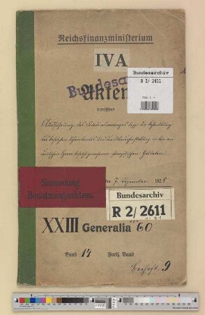 Behandlung des besetzten Rheinlands und Wiederherstellung in dem vom deutschen Heer besetzt gewesenen französischen Gebieten: Bd. 14