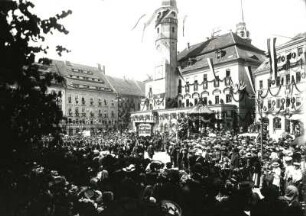 Bautzen. Huldigung für Friedrich August III., König von Sachsen, auf dem Hauptmarkt