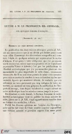 Lettre à M. le professeur Ed. Gerhard