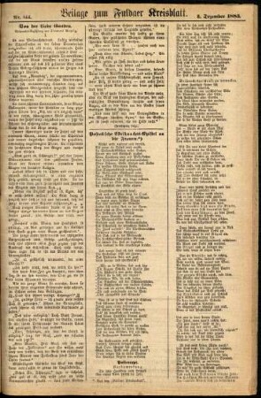 Zweite Ausgabe vom Samstag, den 08. Dezember 1883.