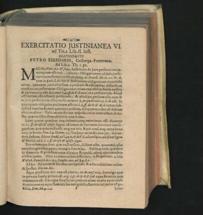 Exercitatio Iustinianea VI. Respondente Petro Eberhardi ...