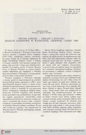 Pietro Longhi-Obrazy i Rysunki. Muzeum Narodowe w Warszawie Czerwiec-Lipiec 1989