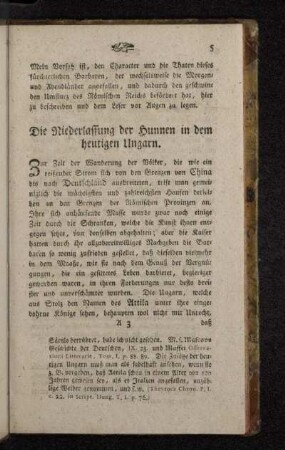 Die Niederlassung der Hunnen in dem heutigen Ungarn.