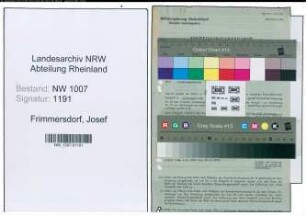 Entnazifizierung Josef Frimmersdorf , geb. 23.08.1889 (Handwagenbauer)