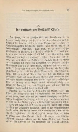 IV. Die wirtschaftlichen Verhältnisse China's