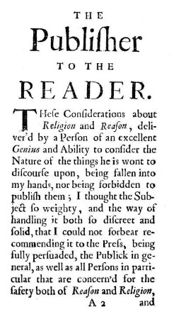 The Publisher To The Reader.