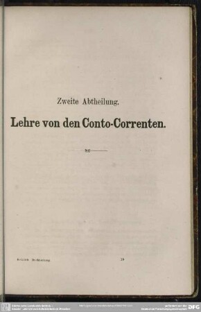 Zweite Abtheilung. Lehre von den Conto-Correnten