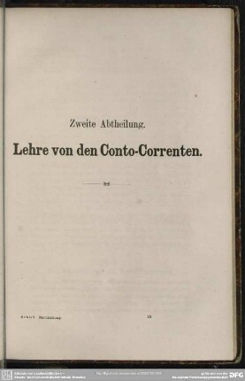 Zweite Abtheilung. Lehre von den Conto-Correnten