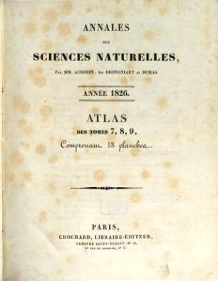 Annales des sciences naturelles. Atlas. 1826