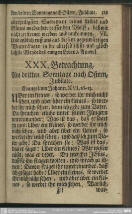 XXX. Betrachtung. Am dritten Sonntage nach Ostern, Jubilate. Evangelium Johann. XVI, 16-23
