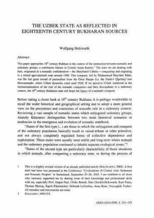 60: The Uzbek state as reflected in eighteenth century Bukharan sources