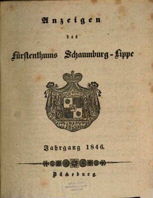Anzeigen des Fürstenthums Schaumburg-Lippe. 1846, 1846