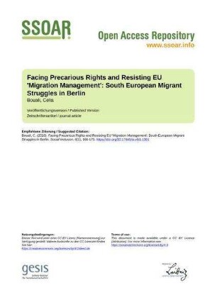Facing Precarious Rights and Resisting EU 'Migration Management': South European Migrant Struggles in Berlin