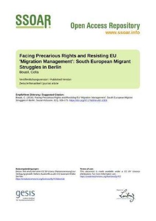 Facing Precarious Rights and Resisting EU 'Migration Management': South European Migrant Struggles in Berlin