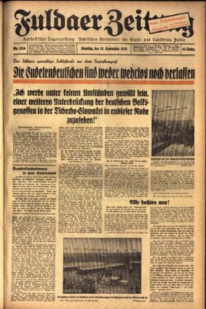 Ausgabe vom Dienstag, den 13. September 1938.