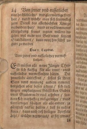 Das V. Capitel. Von inner vnd eusserlicher vermessenheit.