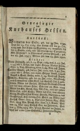 Genealogie des Kurhauses Hessen