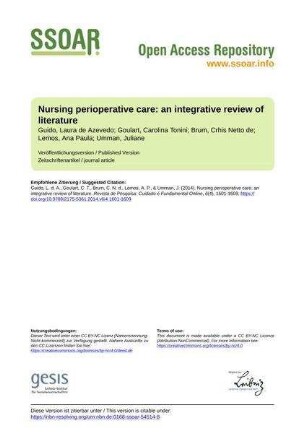 Nursing perioperative care: an integrative review of literature