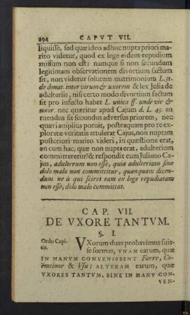 Cap. VII. De uxore tantum.