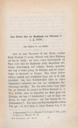 257-293 Das Dekret über die Papstwahl von Nicolaus II. i.J. 1059