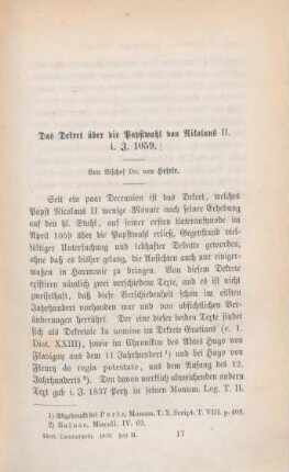 257-293 Das Dekret über die Papstwahl von Nicolaus II. i.J. 1059