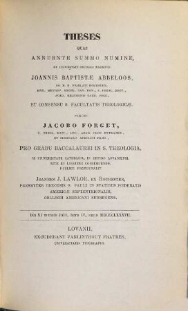 Theses. 1886/87, Fac. Theol.
