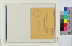 Dienstbrief, Schiffsname/Landeinheit: 12. Vorpostenflottille V1213, Feldpostnr. 08100; Frankatur, Mi.-Nr.: [Keine]; Poststempel: Feldpost f 28.4.44; Nebenstempel: Feldpost-Nr. M 08100