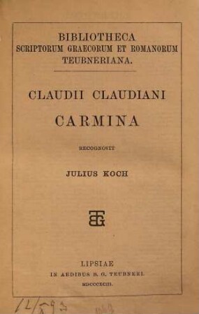 Claudii Claudiani Carmina
