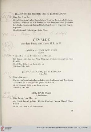 Gemälde aus dem Besitz des Herrn M.L. in W. (Nr. 53-69)