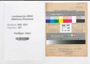 Entnazifizierung Hans Hoeffgen , geb. 17.03.1886 (Buchhalter)