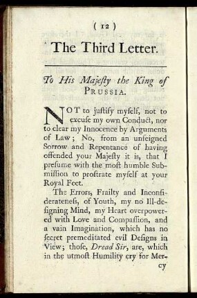 The Third Letter. To His Majesty the King of Prussia.